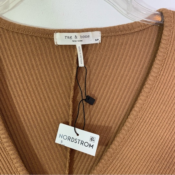 Rag & Bone The Knit Long Sleeve Rib Bias Dress in Camel Size S NWT - Picture 9 of 12